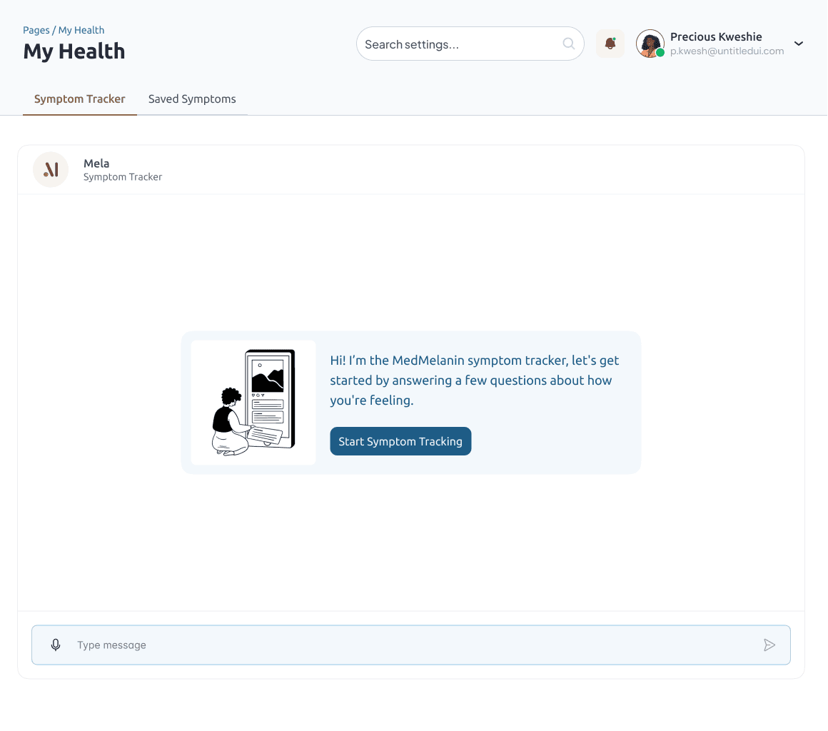 Symptom tracking interface