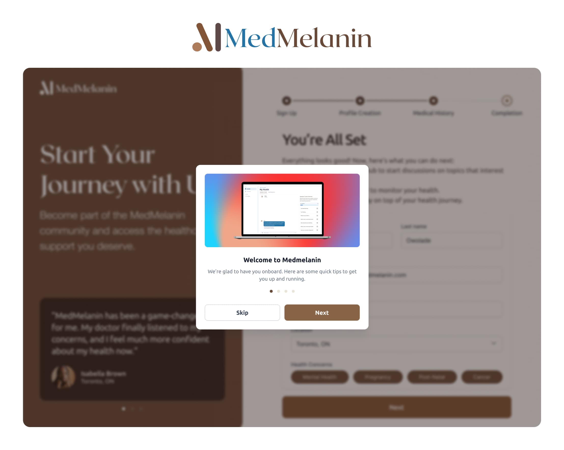 User creating profile